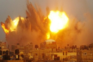 An air strike in Rafah in the southern of Gaza strip