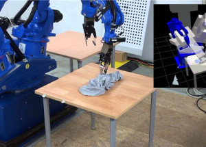 Service robots classifies, smooths and folds clothes